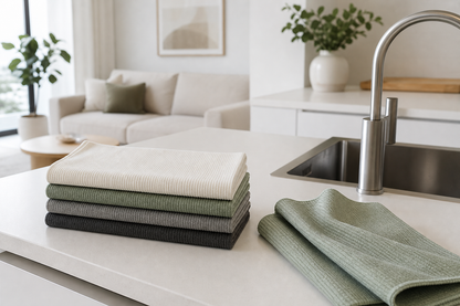 Line Microfibre Cloth Set — in-home view