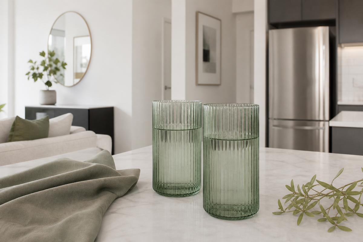 Reed Glass Tumbler Set — in-home view