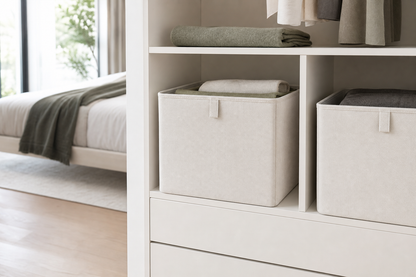 Foldable Fabric Storage Cube — in-home view