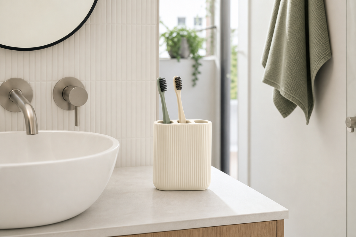 Rill Toothbrush Holder — in-home view